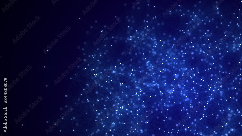Aufkleber Network connection structure. Blue science background. Abstract digital background. Big data visualization. 3d rendering.
