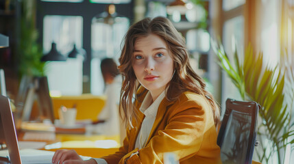 Jeune femme d 'affaire cheveux chatain