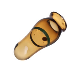 Conical tip of open glass ampoule isolated on white