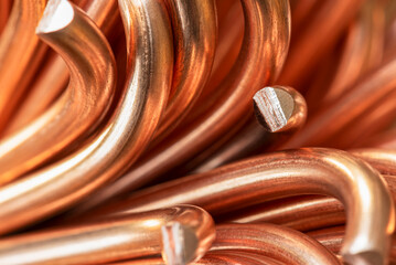 Copper wire rod, raw materials and metals industry, close-up
