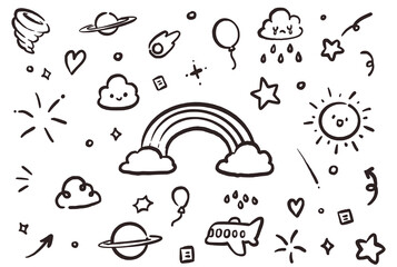 Sky object bundle Hand-drawn kids