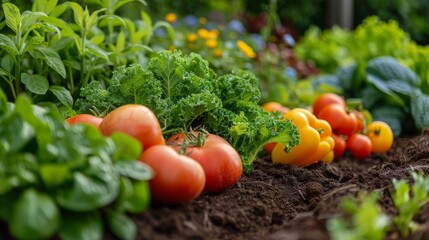 Vibrant Vegetable Garden with Fresh Produce