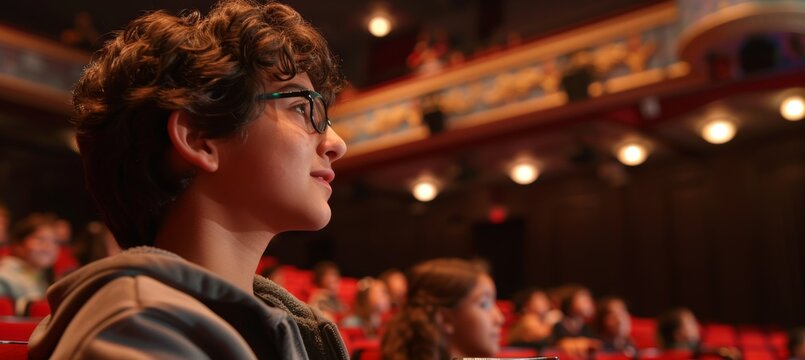Engaged Students Watch Live Theater Performance During School Field Trip