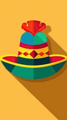 An icon for apps and websites of a Mexican hat in a colorful flat modern style.
