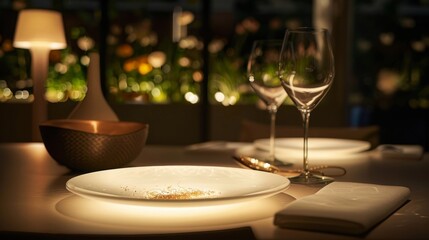 dish illuminated by warm artificial light generative ai