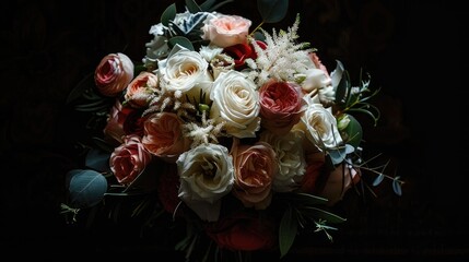 Bride s wedding bouquet against a black backdrop
