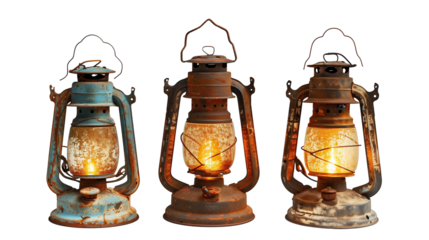 Set of Antique Lanterns with Rustic Designs