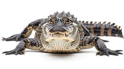 Fototapeta premium American Alligator in front of a white background 