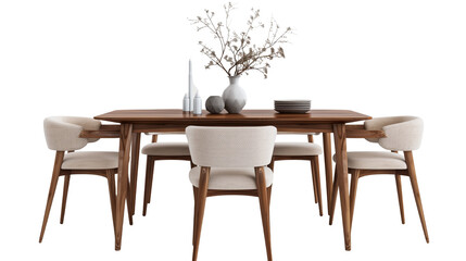 Modern Dining Table Set with Wooden Table and Upholstered Chairs