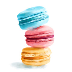 Dessert Macarons - French sweets, digital watercolor