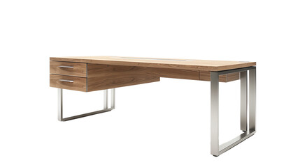 Modern Office Desk with Light Wood Top and Metal Legs
