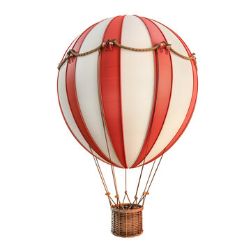 3D Hot Air Balloon with Red and White Stripes