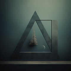 三角形の中に浮かぶ神秘的な木
Mysterious tree floating in a triangle