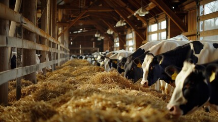 Feeding Dairy Cows in a Large Barn