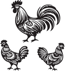 rooster and hen