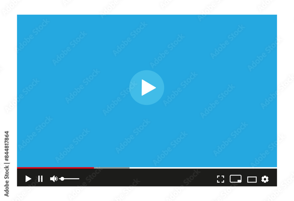 Poster media player for web and mobile apps flat style. chat video frame.