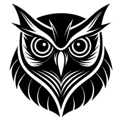 Owl face silhouette vector illustration