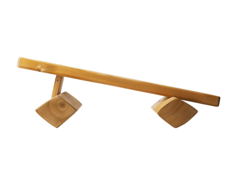 Minimalist  wooden seesaw isolated on transparent