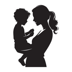 Modern Mother's Day Vector Silhouettes For Design.