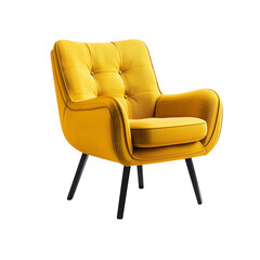 Fototapeta premium Cozy Yellow Armchair with Soft Fabric Upholstery