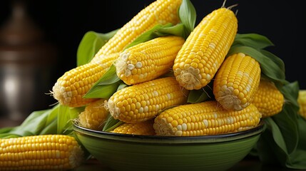 Farm to table concept  wooden table with fresh corn bowl for food and agriculture themes