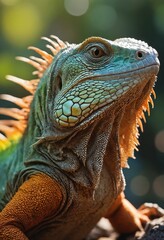 Fototapeta premium Closeup of a redtailed lizard, a terrestrial reptile with scaled skin