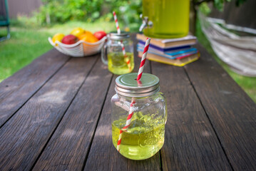 Lemon Water, for a wooden table, Drink station for an outdoor party