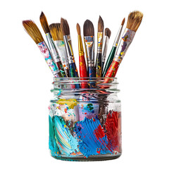 Artist's Palette with Paintbrushes in a Jar