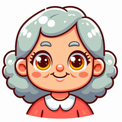 Obraz premium Elderly woman with big eyes and gray hair in cartoon style