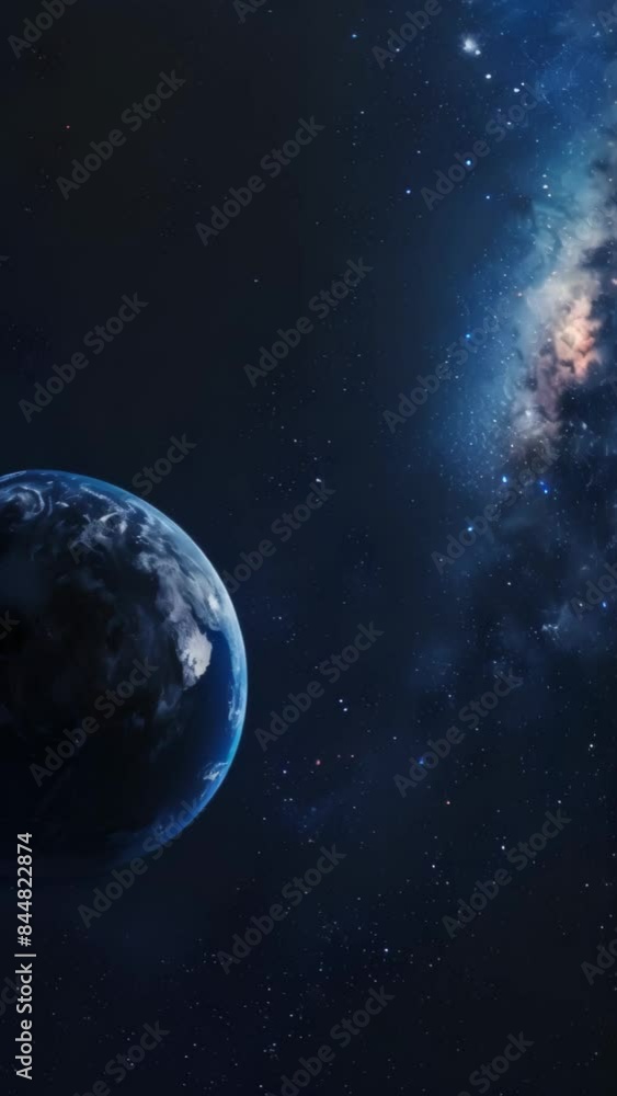 Aufkleber earth in space with the milky way galaxy. high-resolution digital illustration of space. space explo