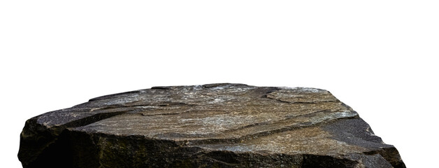 Stone Rock podium isolated for a Product Display,Sea Rock Shelf with rough surface texture,Single...