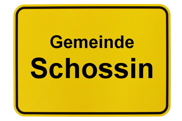Illustration eines Ortsschildes der Gemeinde Schossin in Mecklenburg-Vorpommern