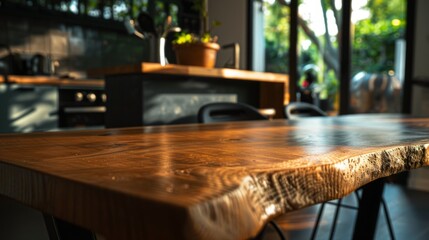 kitchen table creating contrast of textures and materials in the kitchen. generative ai