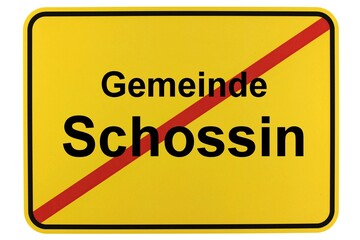 Illustration eines Ortsschildes der Gemeinde Schossin in Mecklenburg-Vorpommern