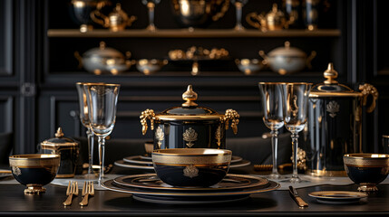 Black and gold luxury crockerey-3