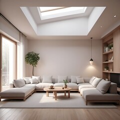 Minimalist Japandi Living Room with Wooden Accents