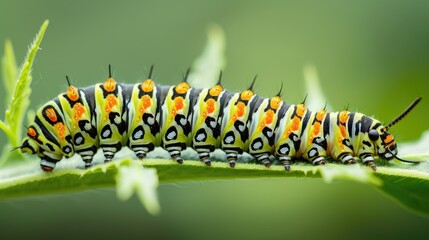 Fototapeta premium Caterpillar of the monarch butterfly