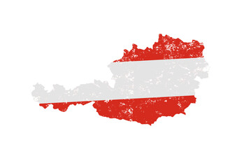 map with Austria flag with grunge effect - vector illustration