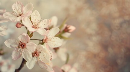 Soft pastel cream colors of old retro art evoke delicate beauty and rustic spring symbol decor