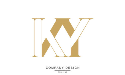 KY, YK Abstract Letters Logo Monogram Design Font Vector Initials