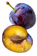 Prune sur fond blanc, fruit isolé, ia générative