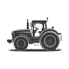 Obraz premium Monochrome Tractor Silhouette: Agricultural Vector Icon on White.