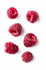 Framboises sur fond blanc, fruit isolé, ia générative