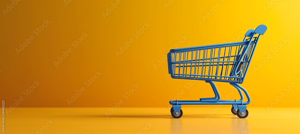 Poster a shopping cart is displayed on an e-commerce site banner, with an area reserved for copy or brandin