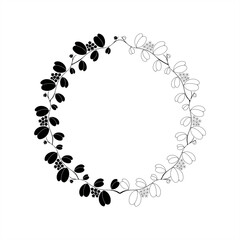 line art illustration and minimalist silhouette of a sweetheart hoya plant as a round frame