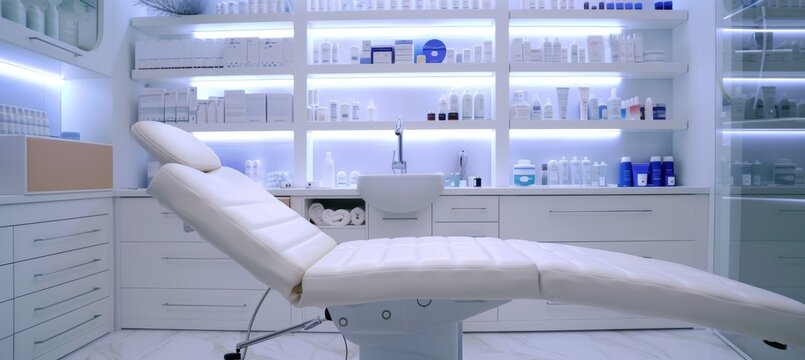 Modern Clinic Mesotherapy Preparation in a Pristine, Well-Equipped Treatment Room