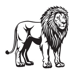 lion standing Black and White Isolated Icon silhouette vector illustration