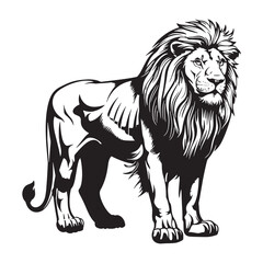 lion standing Black and White Isolated Icon silhouette vector illustration