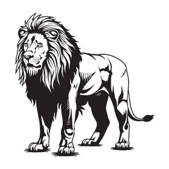 Obraz premium lion standing Black and White Isolated Icon silhouette vector illustration