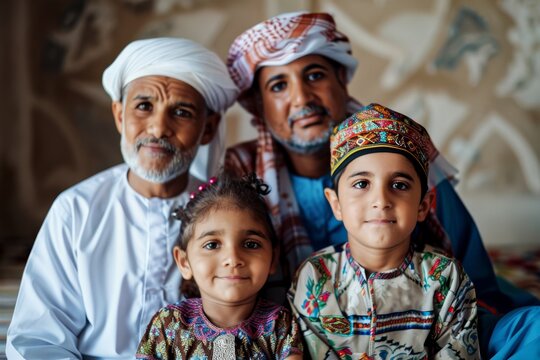 an omani family sitting together